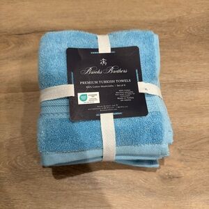 NEW Brooks Brothers Blue Cotton 4 Pc TOWEL SET Washcloth